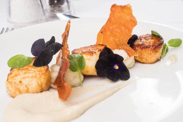 Pan seared scallops at Brookes Restaurant (Image: Park Hall / Lavender Hotels)