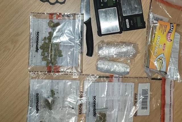 Officers seized drugs and weapons from a home in Ashton Park Way, Ashton this morning (October 21). Pic: Lancashire Police