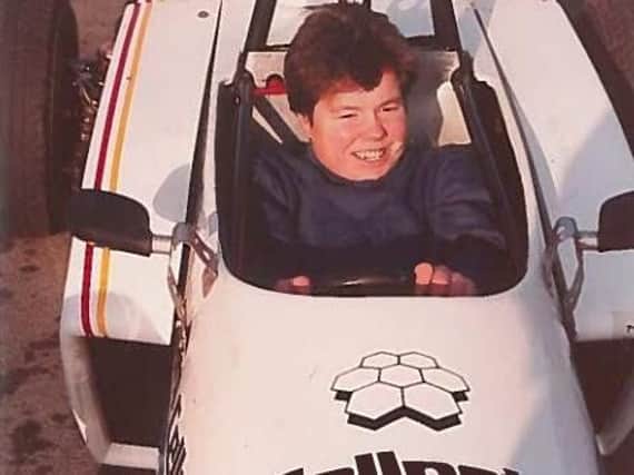 Nicola in a Formula Ford racing car