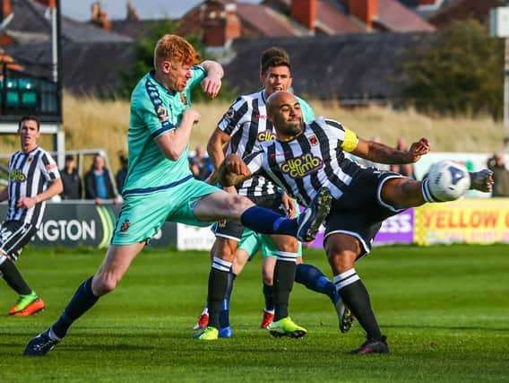 Courtney Meppen-Walter in action against Spennymoor Town in FA Cup on Saturday