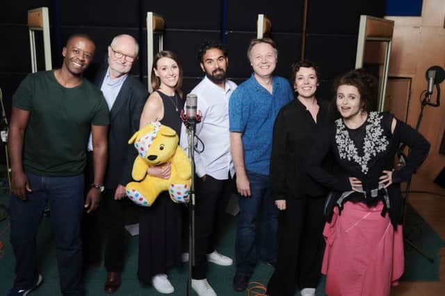 Adrian Lester, Jim Broadbent, Suranne Jones, Himesh Patel, Shaun Dooley, Olivia Colman and Helena Bonham Carter, who are all singing on an album of covers in aid of BBC Children In Need