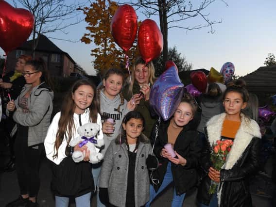 Friends and family release balloons to celebrate what would have been Rosie Darbyshire's 28th birthday