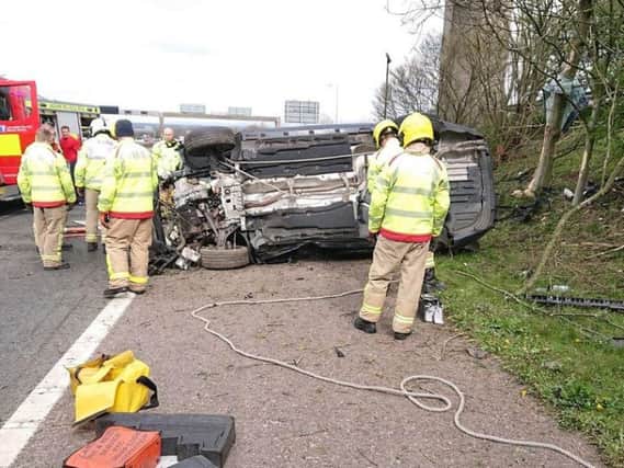 The scene on the M61 CREDIT: Lancashire Fire and Rescue Service