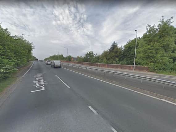 A car overturned after a crash in London Way (A6), near the roundabout with Brownedge Road, in Bamber Bridge at 3.10pm yesterday (October 30). Pic: Google Streetview