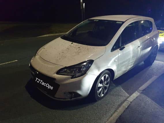 The 14-year-old was arrested after police used stingers to intercept the stolen car in the early hours of yesterday morning (October 29). Pic: Lancashire Police