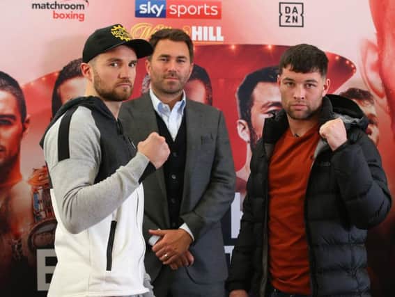 Scott Fitzgerald (right) before his fight with Anthony Fowler earlier this year. centre is Eddie Hearn

Photo: Matchroom Boxing