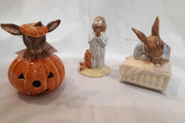 This collection includes a special edition 1993 Halloween Bunnykins peeking out from a pumpkin