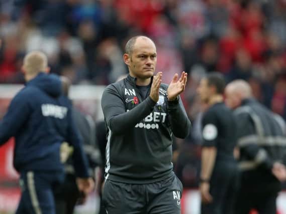Preston North End manager Alex Neil applauds the travelling support after the 1-0 win at Charlton.