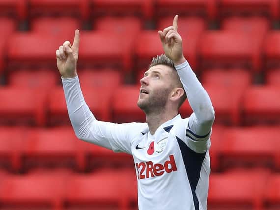 Paul Gallagher celebrates scoring PNE's winner at Charlton