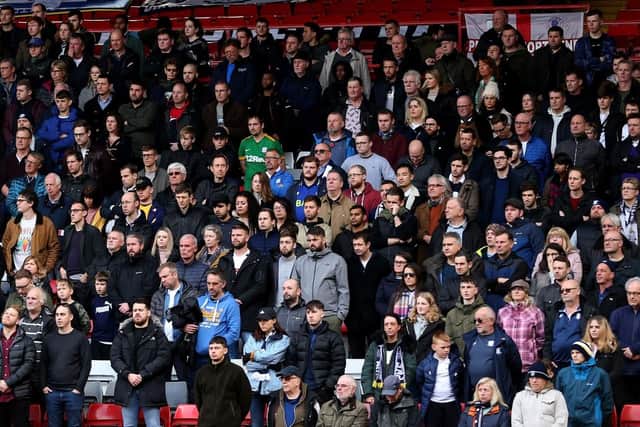 Preston North End fans at Charlton during the minute's silence ahead of Remembrance Day