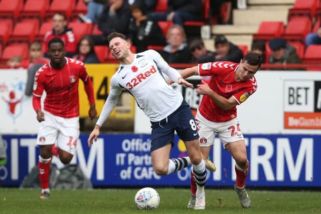 Alan Browne in the thick of the action at Charlton on Sunday
