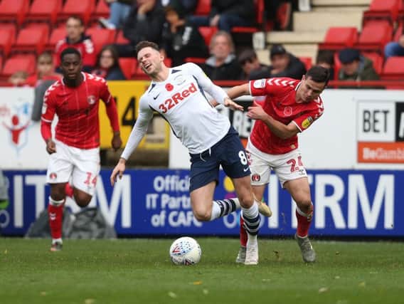 Alan Browne in the thick of the action at Charlton on Sunday