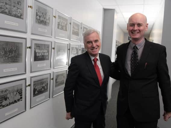 Council leader coun Matthew Brown (r) with shadow chancellor John McDonnell, who was on a visit to Deepdale