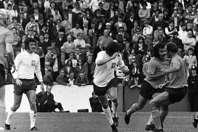 Action from PNE's clash with Oxford at Deepdale in September 1971