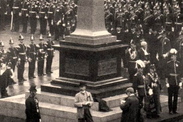 Boer War Memorial unveiling in October 6, 1904, where it originally stood in Market Place, before it was moved