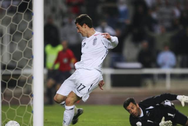 David Nugent scores for England against Andorra in March 2007
