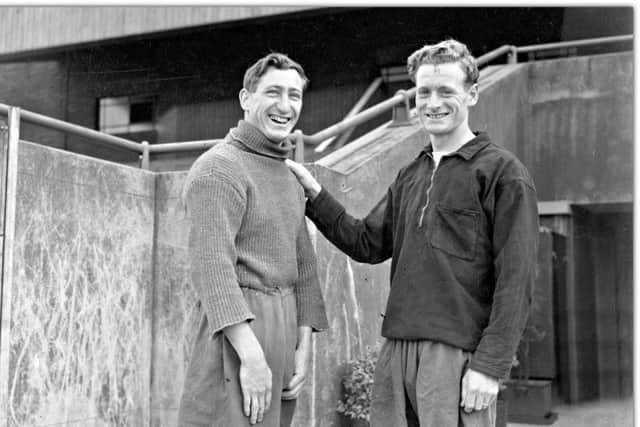 Bob Langton and Sir Tom Finney at Deepdale