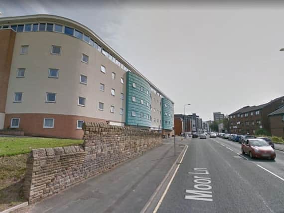 The crash happened in Moor Lane, near the student accommodation, at around 6.50am. Pic: Google Street View