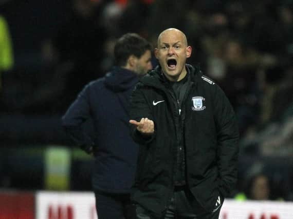 Preston manager Alex Neil gives instructions during the win against Huddersfield at Deepdale