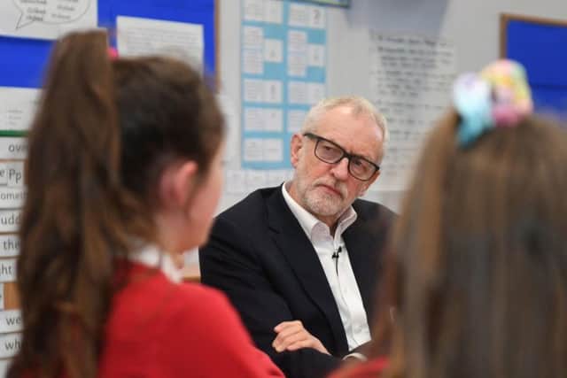 Labour leader Jeremy Corbyn listened to the children.