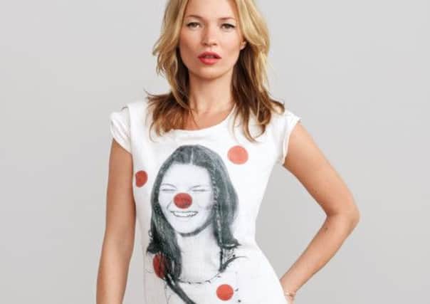 Kate Moss wears a Red Nose day T-shirt