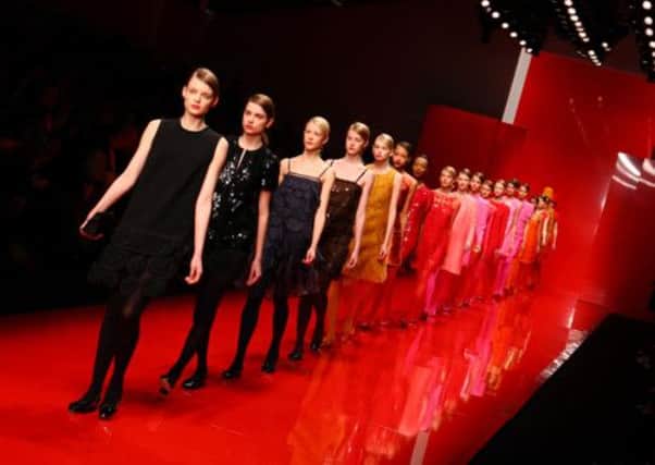 Fashionable: Models on the catwalk during Jasper Conran Autumn/Winter 2013 catwalk show on day two of London Fashion Week