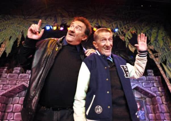 A spirited performance: Brothers Paul and Barry Chuckle perform their spoof of Phantom of the Opera at the Charter Theatre this weekend