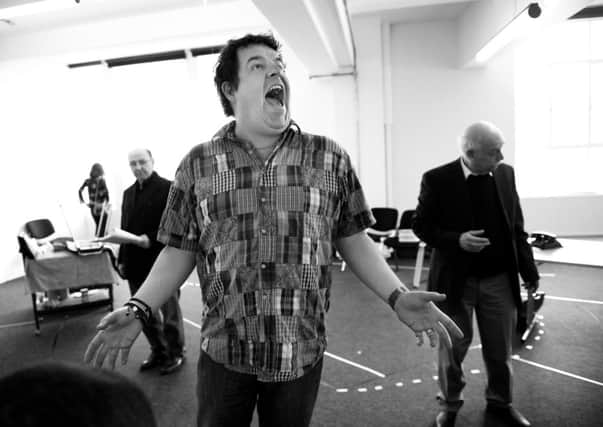 Damian Williams in rehearsals for Being Tommy Cooper