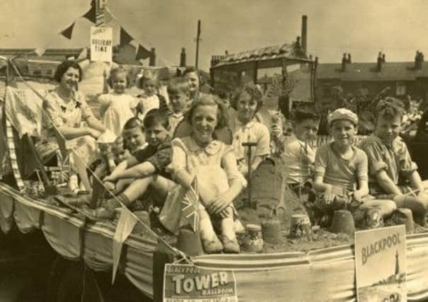 Mary Threlfall (back left) at Chorley Carnival 1953