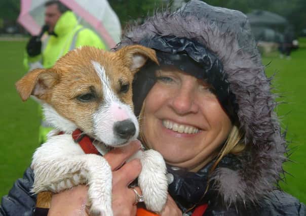 Lottie and her owner Suzanne Allen at the Ruff's Dog Show on Ashton Park, Preston