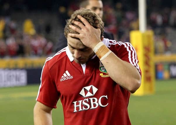 Agony: Leigh Halfpenny after his last-gasp penalty kick fell short
