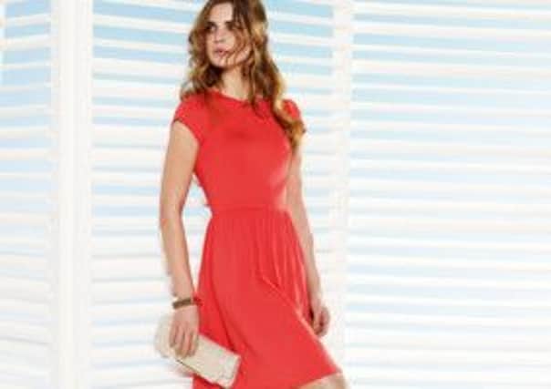 Red dress, £35; Dorothy Perkins (www.dorothyperkins.com)