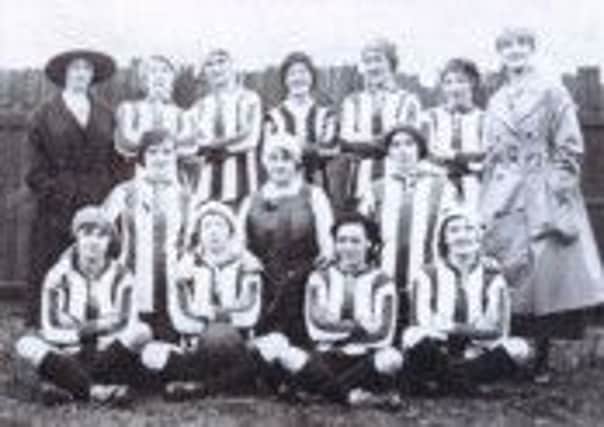 Dick Kerr Ladies Football Team photographed prior to their first game on December 25, 1917
