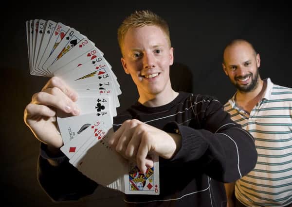 Magician Jason Rea, from Deepdale, with Tringe organisor, Sam Buist, at the start of the 2011 festival at The Angel, on Lune Street in Preston