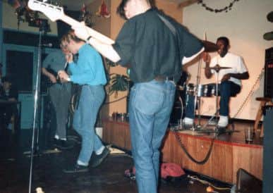 The Twang Twang, featuring Dave Hindmarsh, who ran the Twang Clubbe on guitar. Photos from Twang Xmas special 1985.