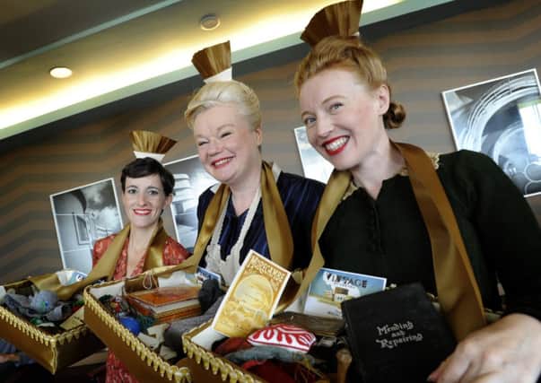 Vintage by the Sea Festival at The Midland Hotel, Morecambe.
Blanca Callen, Linda Smalley and Jonnet Middleton were making Morecambe the meding Mecca of the north with their "Save Our Socks" darning kits!