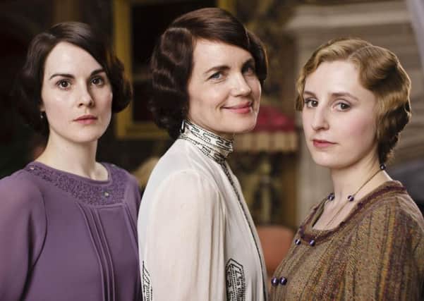 Michelle Dockery as Lady Mary, Elizabeth Mcgovern as Lady Cora and Laura Carmichael as Lady Edith