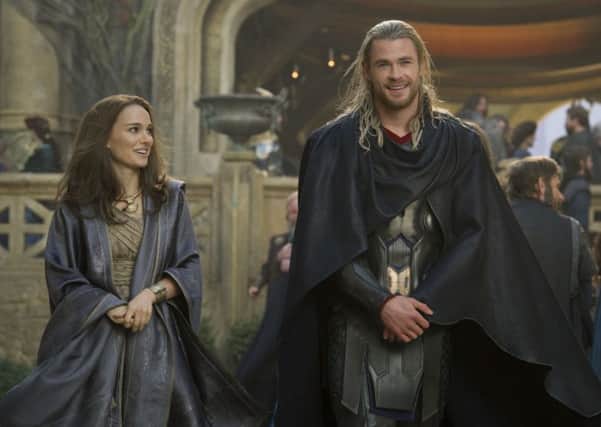 Thor: The Dark World: Natalie Portman as Jane Foster and Chris Hemsworth as Thor