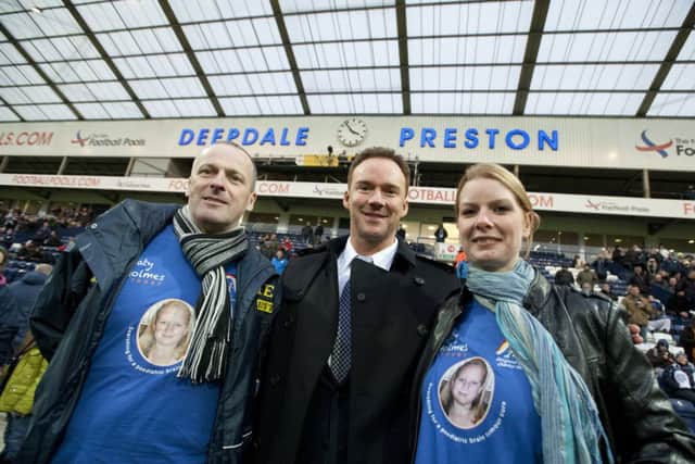 Poignant: Singer Russell Watson with David and Paula Homes at Deepdale