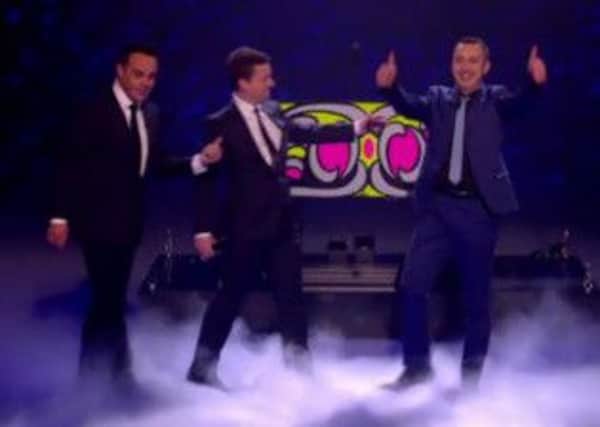Graham Blackledge with hosts Ant and Dec on Britain's Got Talent