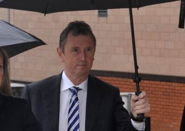 Pictured is MP Nigel Evans arriving at Preston Crown Court ahead of his ongoing trial for sexual assault and rape of several men.

rossparry.co.uk / Thomas Temple