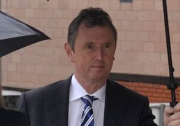 Pictured is MP Nigel Evans arriving at Preston Crown Court ahead of his ongoing trial for sexual assault and rape of several men