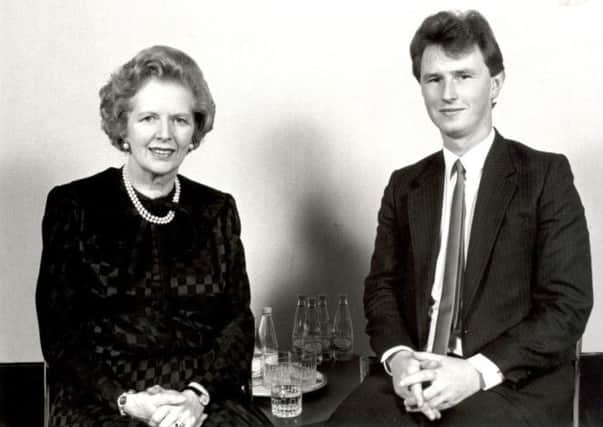 Early days: Mrs Thatcher with new boy Nigel Evans more than 20 years ago