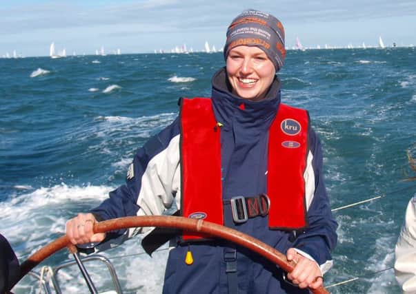 Battle: Lucie Carrington at the helm ahead of her voyage