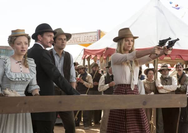A Million Ways to Die in the West: Louise (Amanda Seyfried), Foy (Neil Patrick Harris), Albert (Seth MacFarlane) and Anna (Charlize Theron)