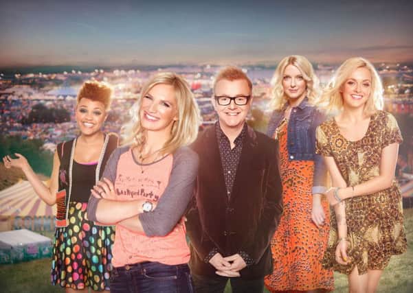 Gemma Cairney, Jo Whiley, Chris Evans, Lauren Laverne, Fearne Cotton, who will be presenting at Glastonbury Festival.