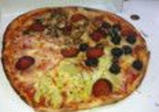 Pizza, (below) garlic mushrooms with cheese from Papas at longton