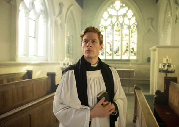 From sinner to saint...sort of...James Norton is the sleuth-type vicar in Grantchester, a far cry from his role as killer Tommy Lee Royce in Happy Valley (below)