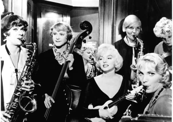 SOME LIKE IT HOT  (USA 1959)
Directed by Billy Wilder

Marilyn Monroe as Sugar Kane and Tony Curtis as Joe/Josephine and Jack Lemmon as Jerry/Daphne

bfi
