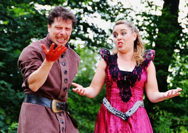 William Finkenrath as Macbeth and Theresa Brockway as Lady Macbeth in Illyria's production of Macbeth at Lytham Hall